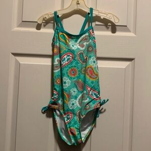 NWT Kanu Surf Secret Garden Ice Green Paisley One-Piece Swimsuit Girls size 12